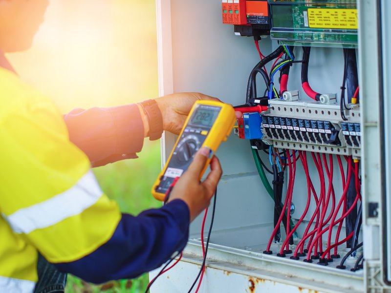 inspecting electrical equipment in an industrial setting