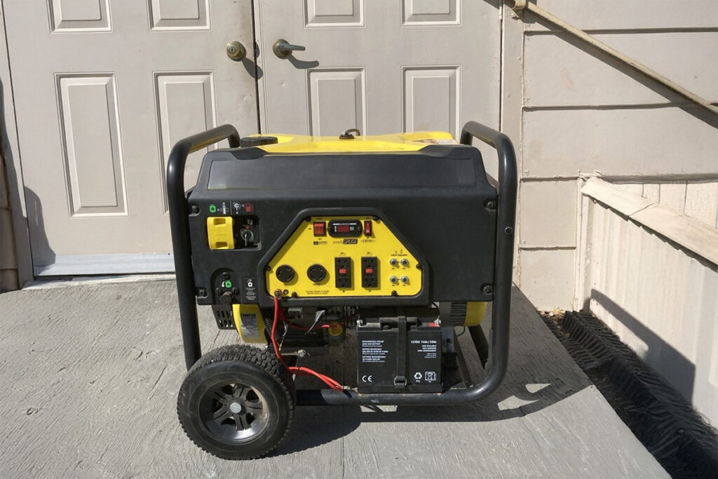 portable generator in backyard